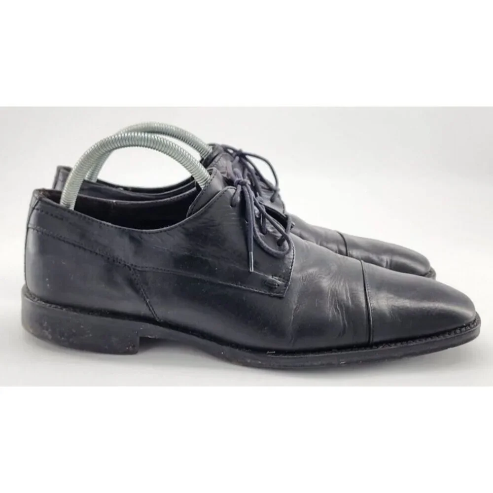Johnston‎ & Murphy Melton Black Leather Cap Toe Derby Dress Shoes Men's Size 11M